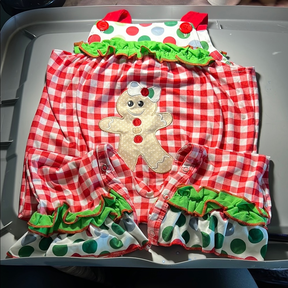 Red and Green Gingerbread child, Baby Romper